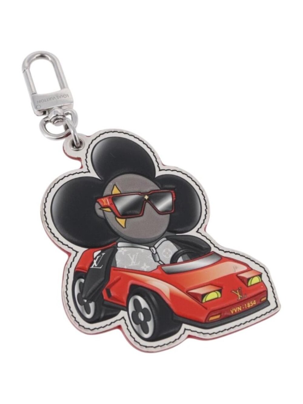 LOUIS VUITTON Sporty Car Vivienne Key Ring Leather Black M00960